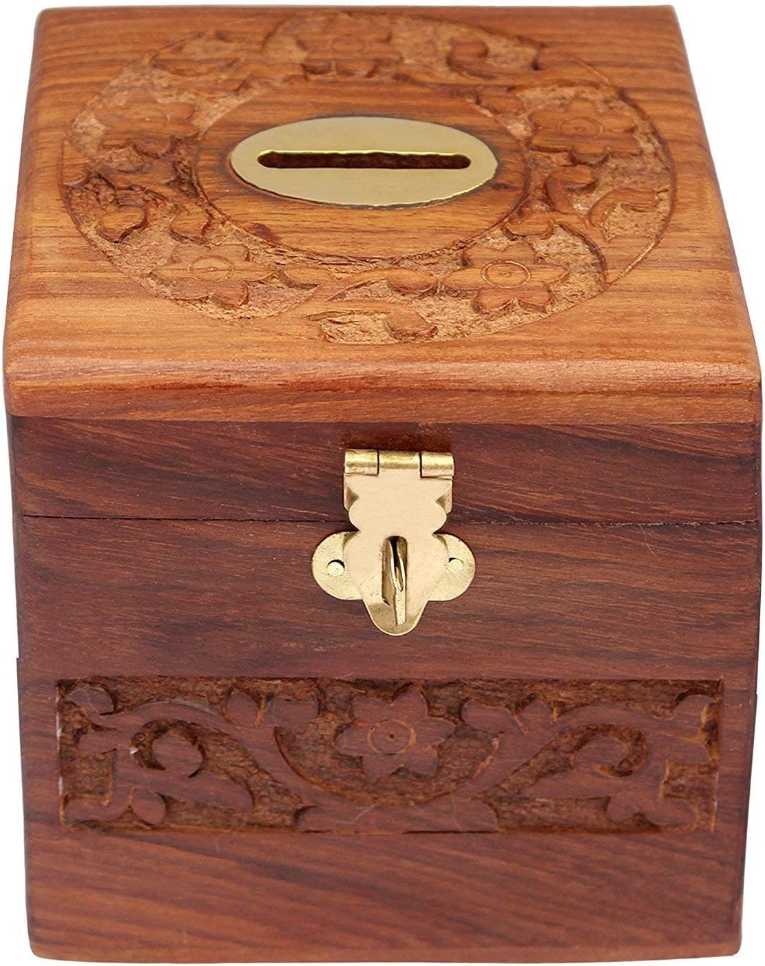 MITRIA TRADERS Handcraft Wooden Money Bank, Coin Holder, Piggy Bank (Brown)