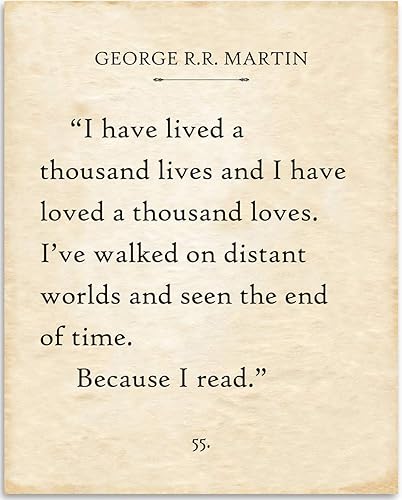 Póster artístico de pared sin marco con frase "I Have Lived a Thousand Lives" de George R.R. Martin de 11 x 14 pulgadas, impresión de citas