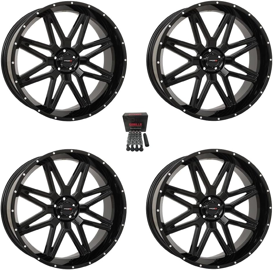 System 3 ST-7 24" Wheels Gloss Black Polaris RZR Turbo R & Pro R Ranger 1500 Xpedition