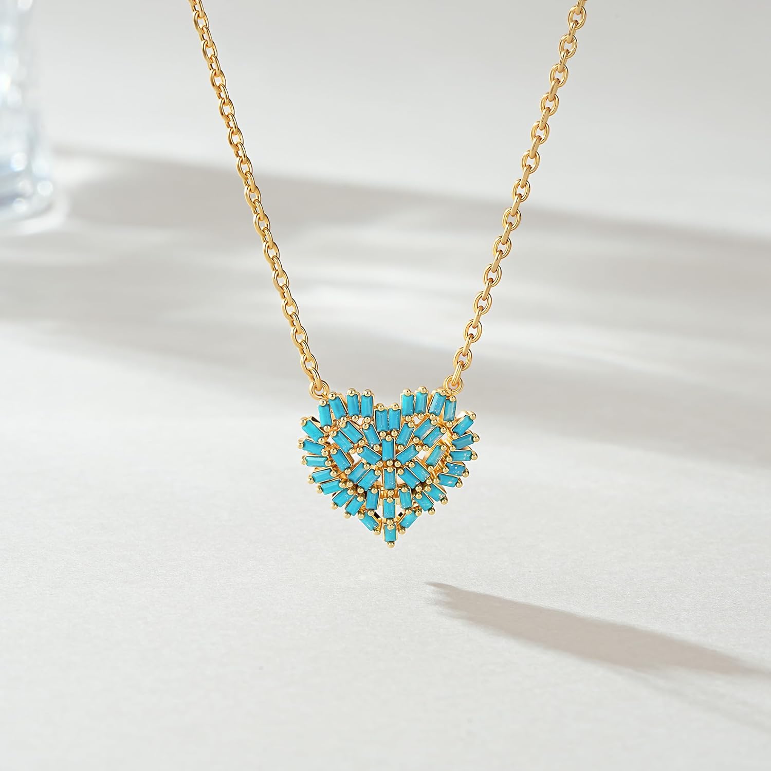 Valloey Rover Turquoise Necklaces for Women-Charm Gold Pendant Necklace 14K Gold Plated Dainty Statement Pendant Necklaces Turquoise Jewelry Gifts for Women - Image 4