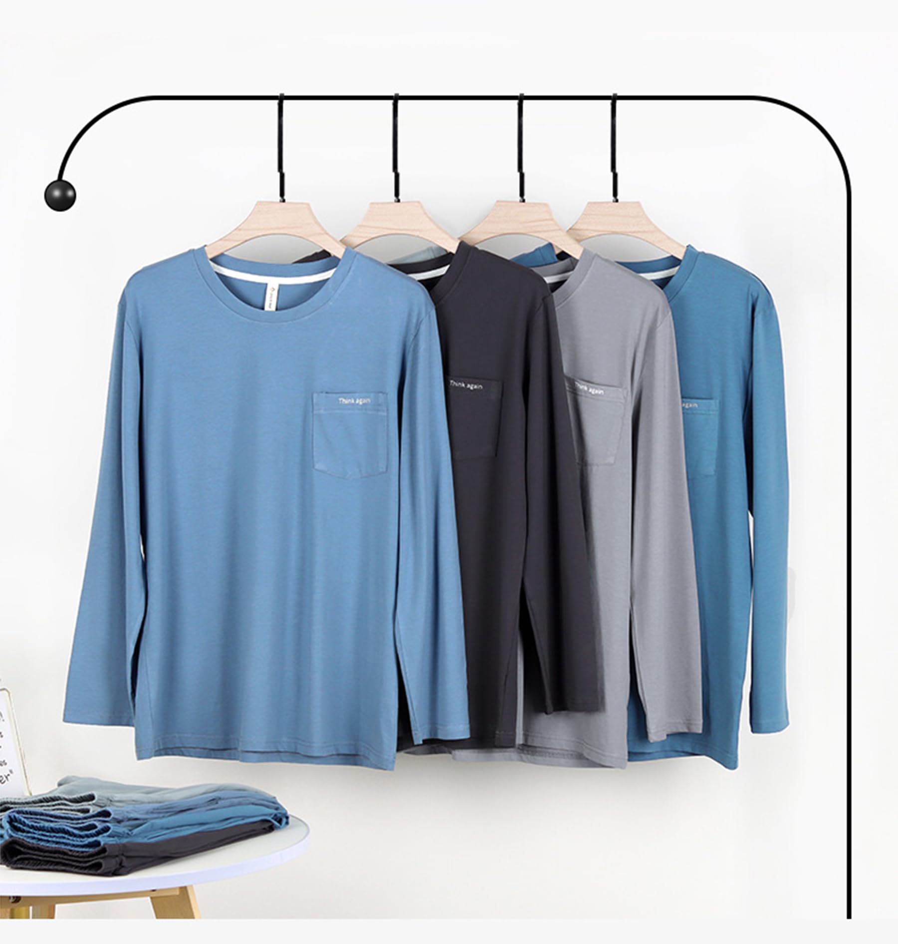 Pijama de 2 Piezas de los Hombres Modal algodón Primavera y otoño Pijama Conjunto Deportes Sueltos se Pueden Usar Fuera de la Ropa de casa
