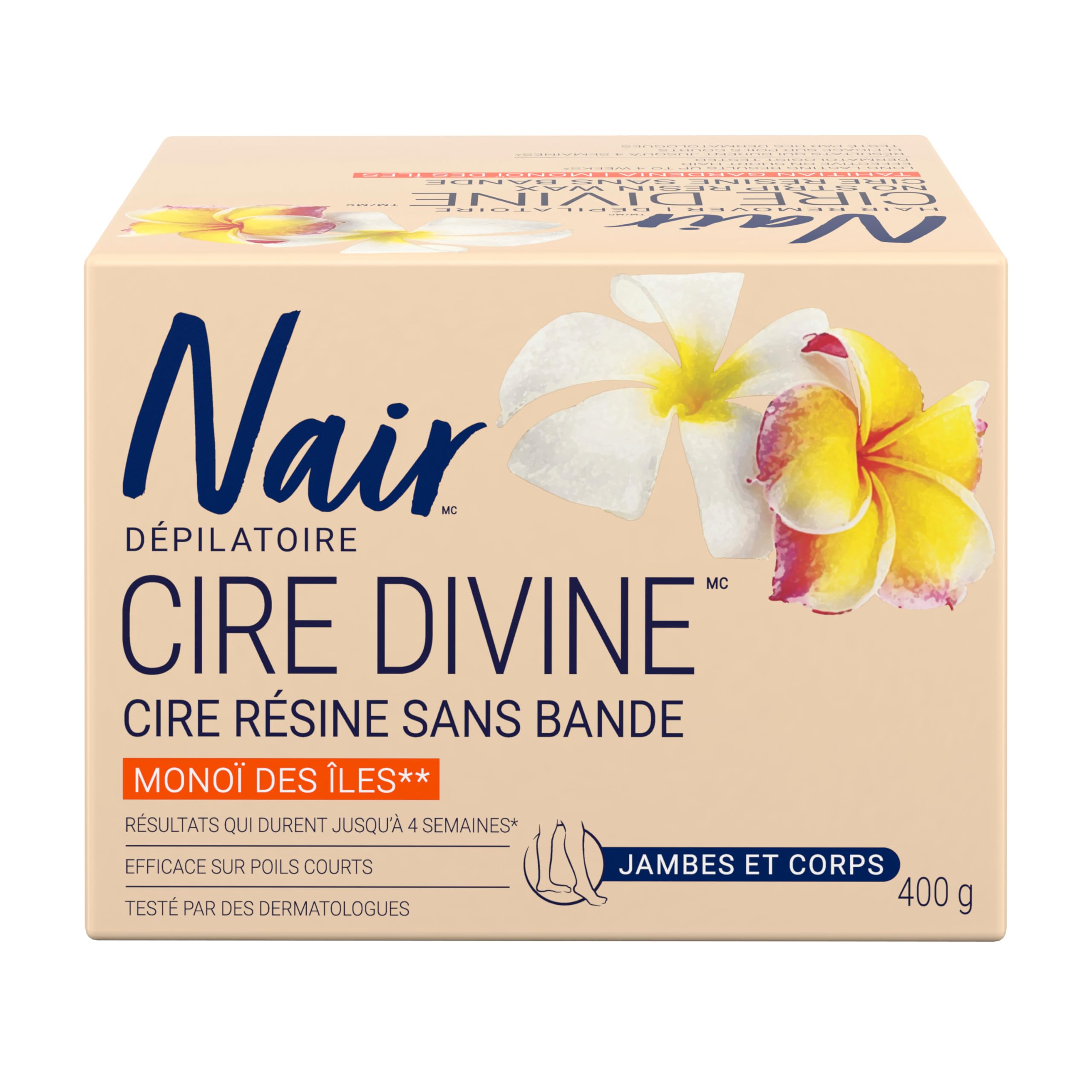 Nair Cire Divine Microwaveable Body Hair Removal Wax Kit (Tahitian Gardenia, 400g/14oz)