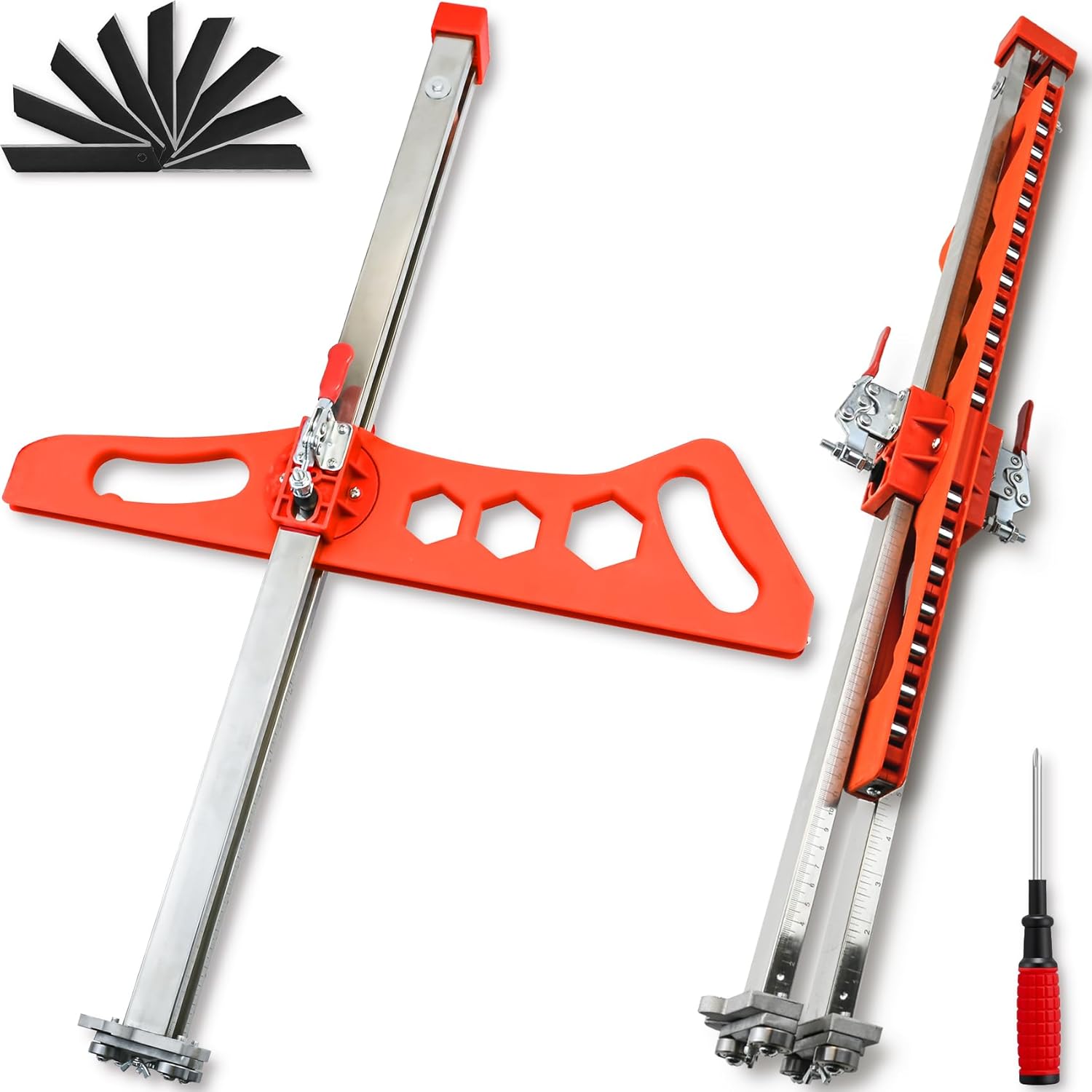 Drywall Cutting Tool, Foldable Drywall Cutting Tool, 23 Wheels Hand Push Dual Positioning Drywall Cutter, Double Scale Ruler, Cuts 1/4" ~ 1/2" Boards, 10 Spare Blades (Orange) Orange Drywall Cutting Tool