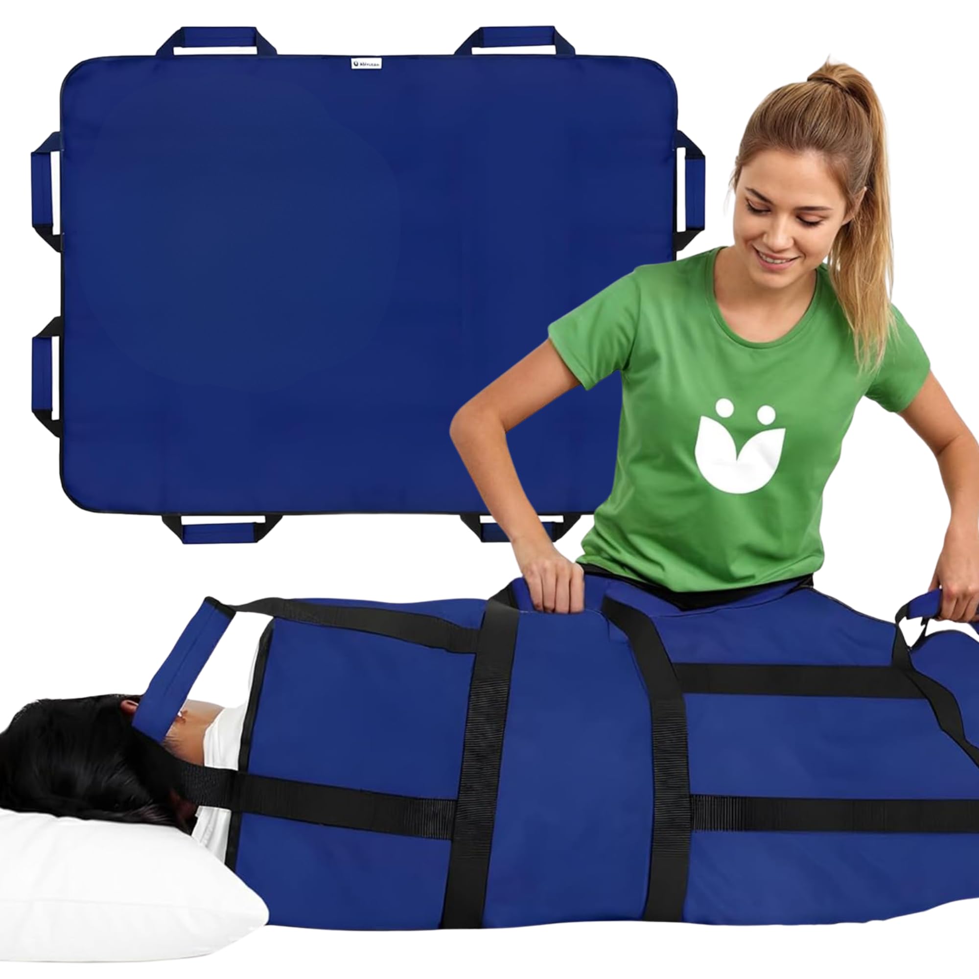 Hoja de transferencia de pacientes de alta calidad con asas, almohadilla de cama de posicionamiento de 48 x 40 pulgadas para ancianos, ayuda de elevación reforzada, hoja de dibujo médica, lavable y