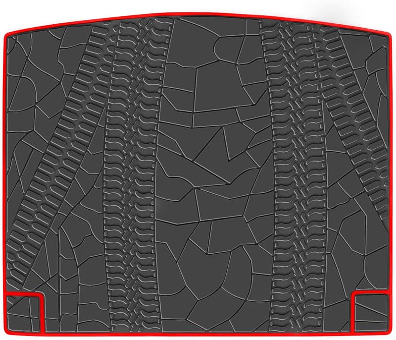 Tapete de Porta-Malas sob Medida SAN AUTO para Jeep Compass 2017 a 2026, Borracha Preta com Vermelho, 1 unidade