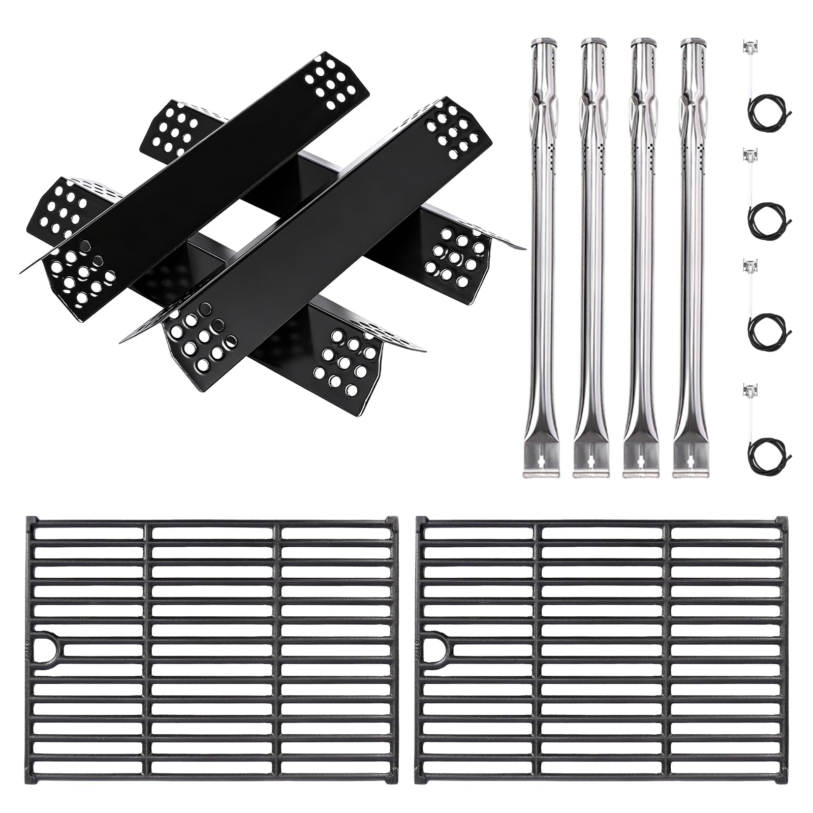 Photo 1 of Hisencn Grill Replacement Parts for Nexgrill 720-0925P 720-0925 720-0925PG, 15'' Grill Burner, 14 9/16'' Heat Plate, 24.2'' Cast Iron Cooking Grates for Nexgrill Replacement Parts 4 Burner Gas Grill