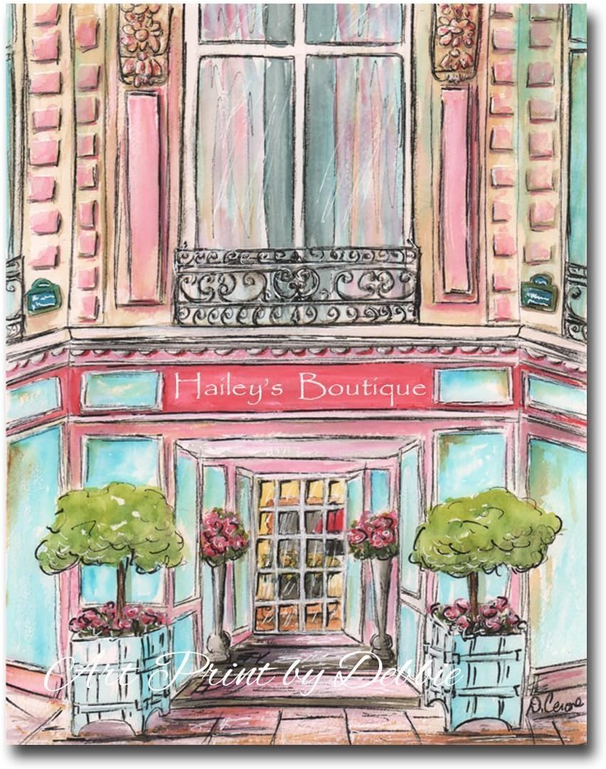 Paris Decor Fashion Boutique Print For Girls French Themed Bedroom - Personalized, 6 Sizes, 5x7" to 24x36"