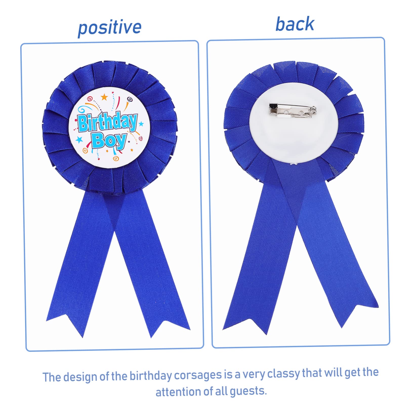 BESPORTBLE 10pcs Boys Birthday Corsages Birthday Supplies Adorable Ribbon Brooch Pins for Boys Party