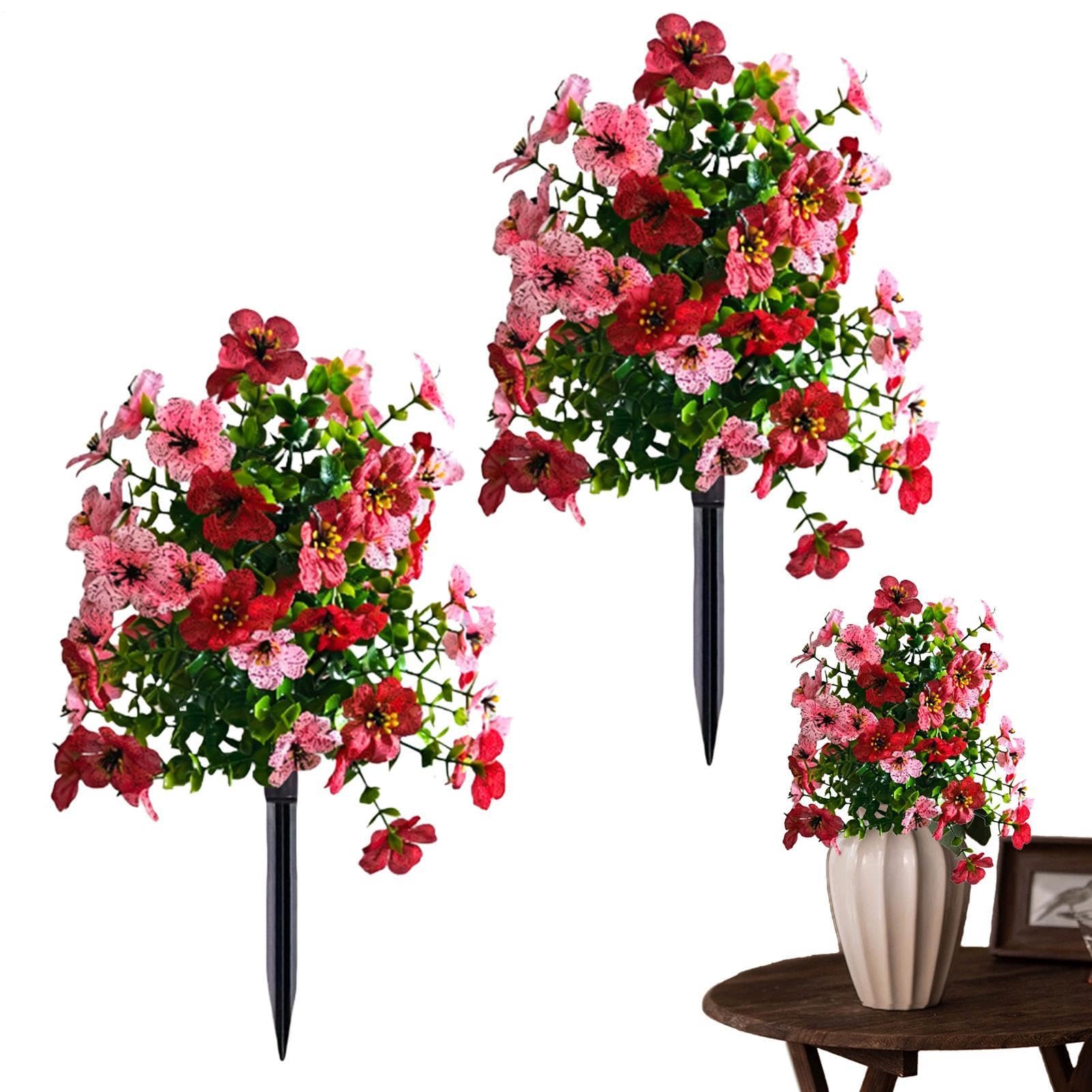 Flores artificiales con estaca para tierra impermeables resistentes exterior