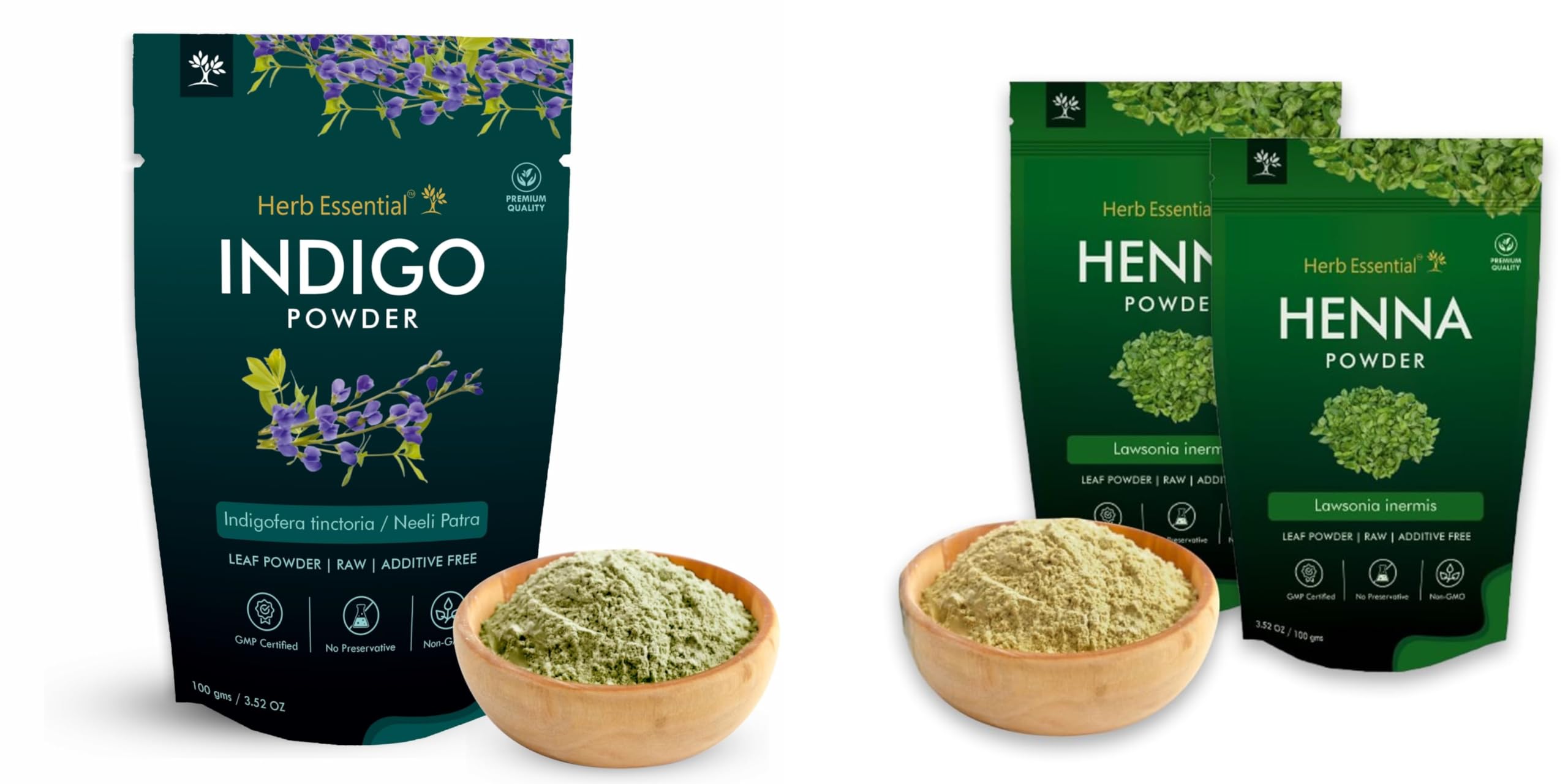 Herb Essential Hair Care Combo for Men & Women, Indigo Leaves Powder (100g) with Henna Powder (100g X 2)-picture-11