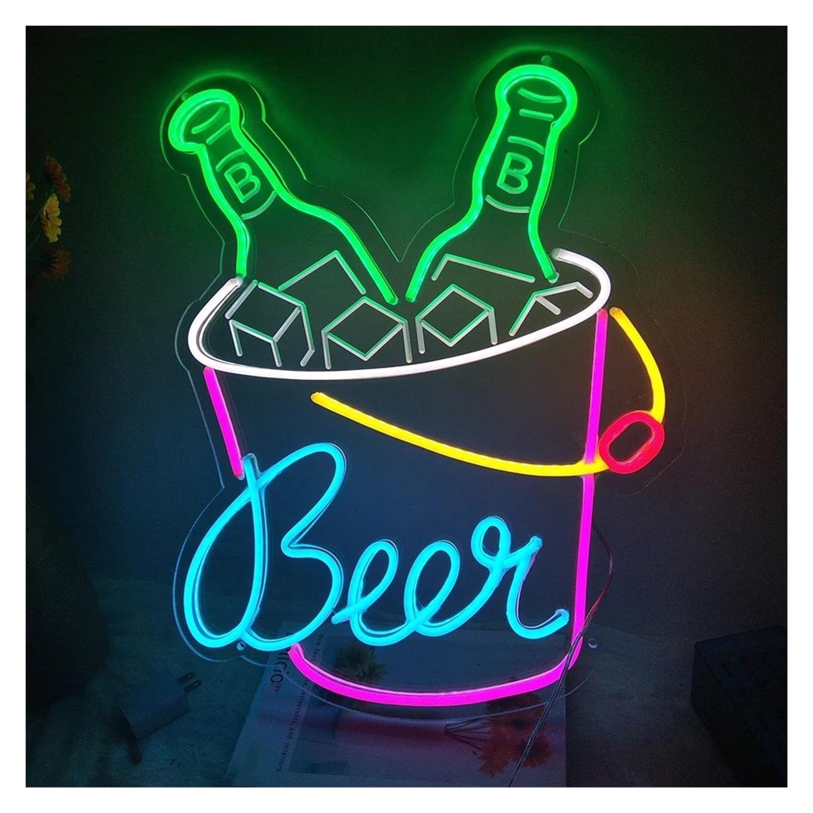 SHOUXI Sign Lamp Beer Barrel Neon Sign Wall Decor for Beer Bar Store Pub Club Nightclub Party Decorative Night Light 40cmх32cm