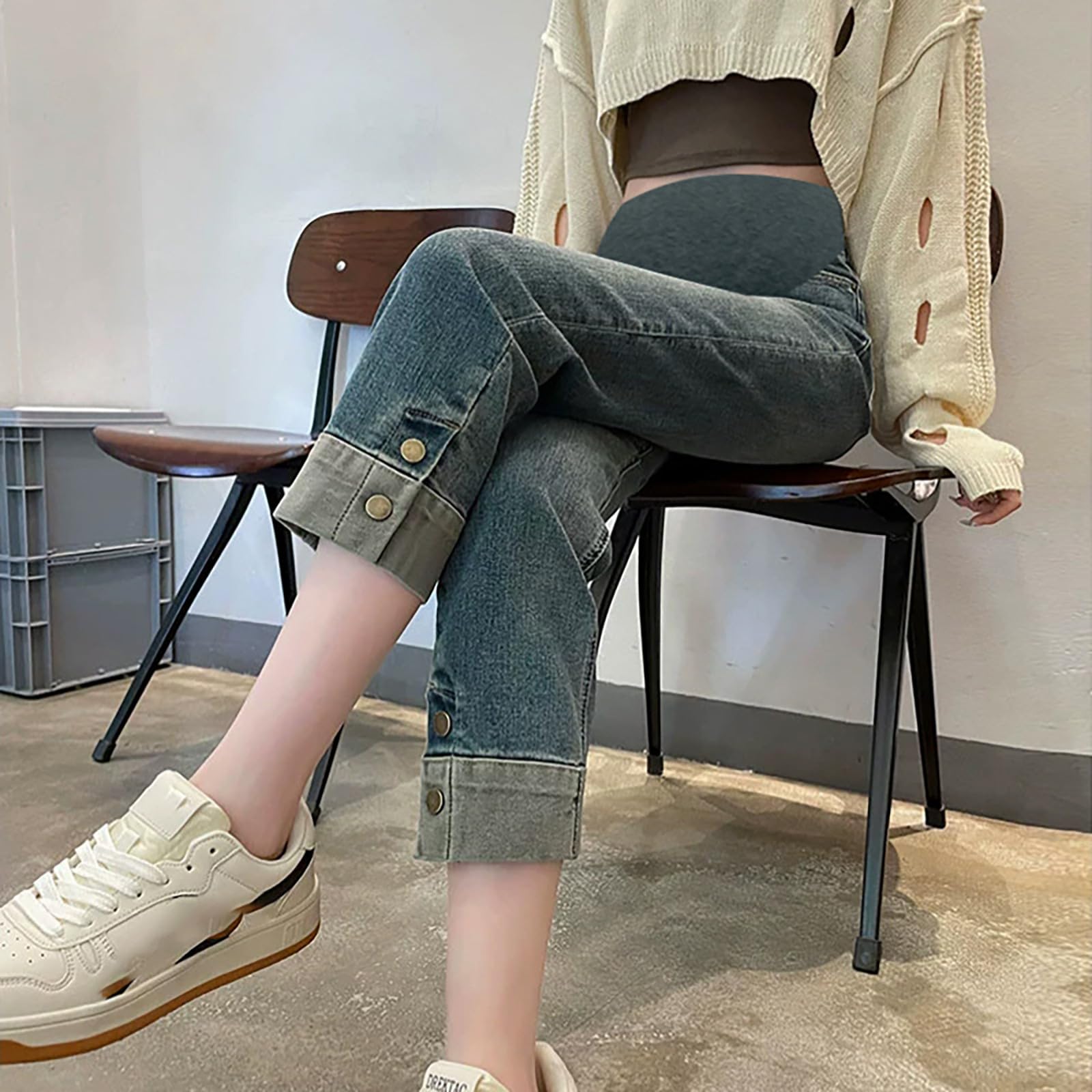 Jean de grossesse 2026 pour femme, taille haute extensible, pantalon de grossesse confortable, décontracté, jambe droite, extérieur, vêtements de tous les jours, coupe ample, pantalon en jean fin