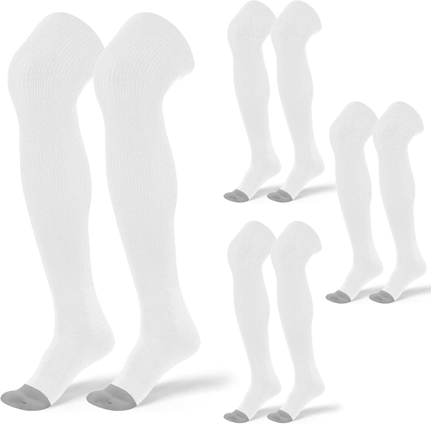 4 Pair High Football Baseball Socks Multiple Sizes Over the Knee Baseball Socks Extra Long Soccer Sock for Boys Men