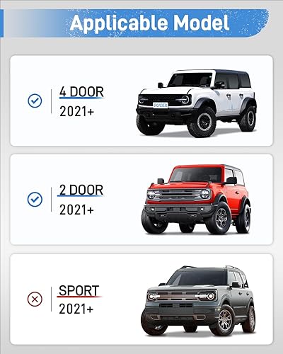 Miniatura 6 de ROADER Estribos laterales Bronco para accesorios Ford Bronco 2021 2022 2023 2024 24 puertas, Barras de protección laterales negras Estribos