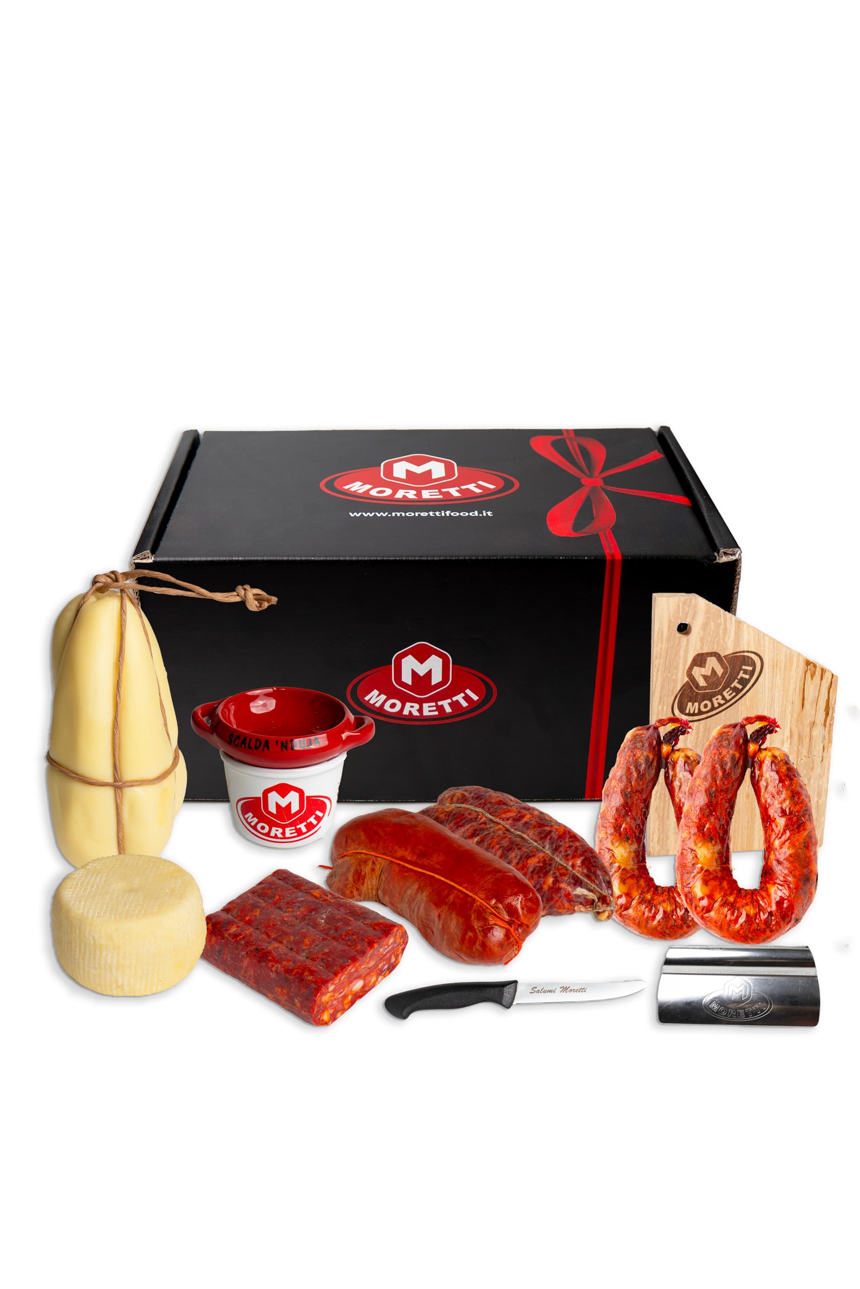 Moretti® Handgemachter Geschenkkorb mit Wurstwaren und Käse – Perfekt für Weihnachtsgeschenke 2024, Sommerpicknicks und Aperitifs – Beinhaltet Geschenke (GESCHENKKORB AUS KALABRIEN)