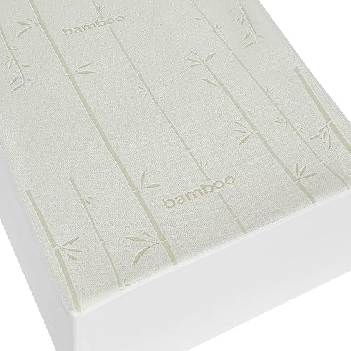 Protector de colchón de bambú hipoalergénico de alta calidad, protector de colchón impermeable, suave y transpirable, protector superior de