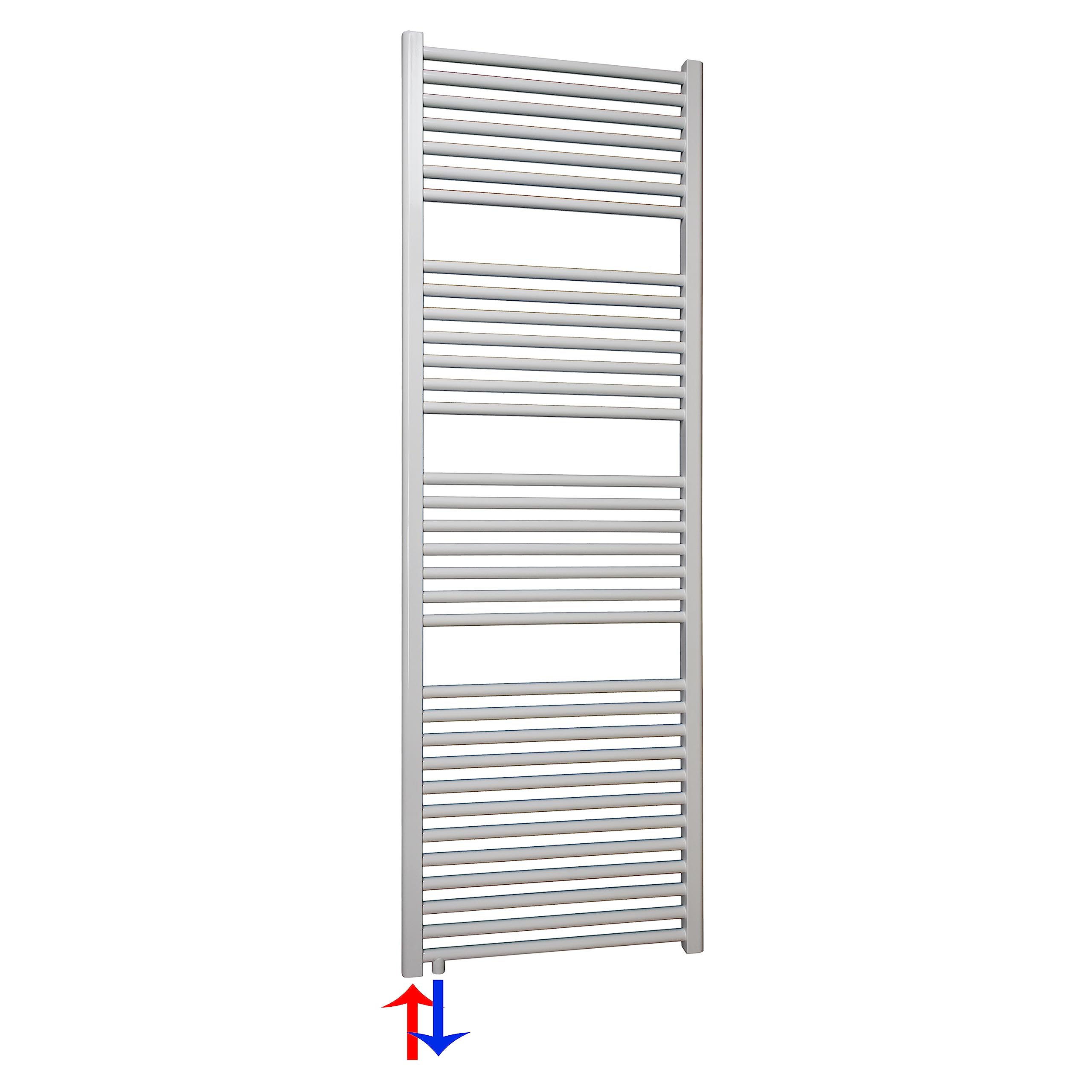Badheizkörper Handtuchheizkörper mit Anschluss links oder rechts | Heizkörper mit versetztem Mittelanschluss (1732 x 600, Weiß) (899 Watt nach EN442)