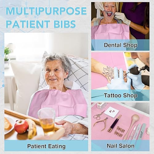 Miniatura 6 de Paquete de 80 baberos dentales desechables de 13"x18", hojas de baberos para tatuajes impermeables de 3 capas para salón de uñas, clínica dental,