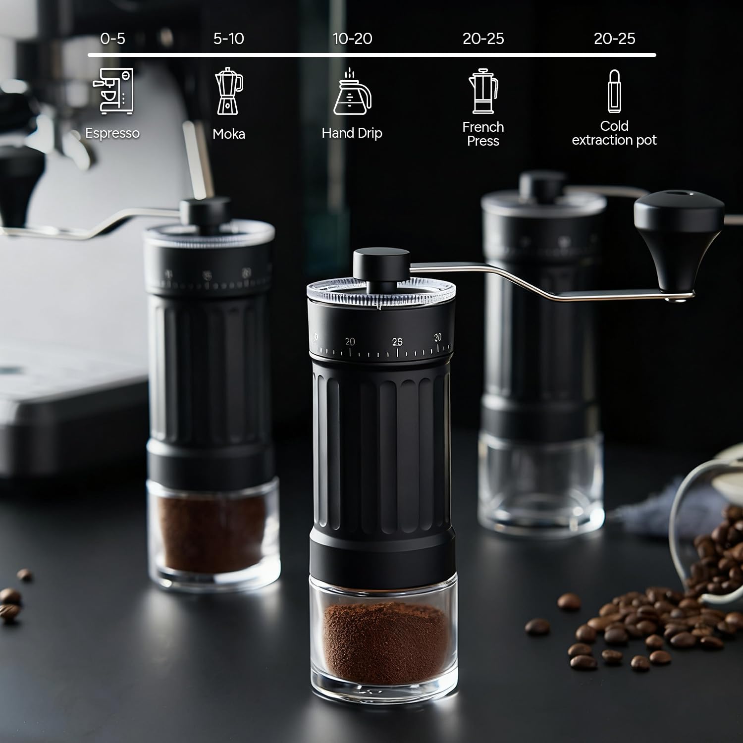 Ruycllo Handmatige Koffiemolen, Handkofiemolen met RVS Conische Ruycllo Handmatige Koffiemolen, Handkofiemolen met RVS Conische