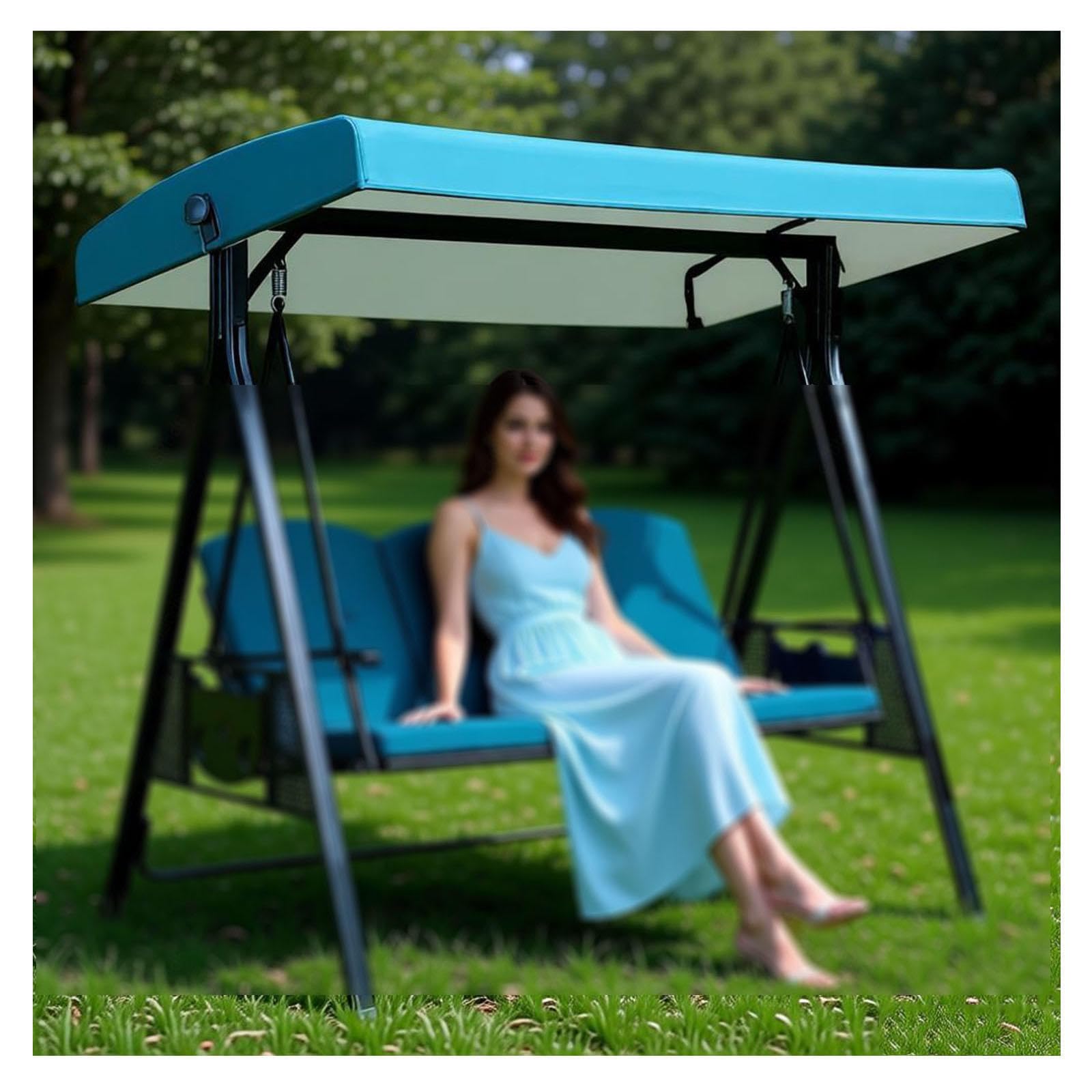 Lhcxkjgs Royalblue 210D Coated Oxford Fabric Porch Swing Cover 75 X 47 X 7.8 In Waterproof, Uv-Resistant Porch Swing Canopy For Lawn Garden,