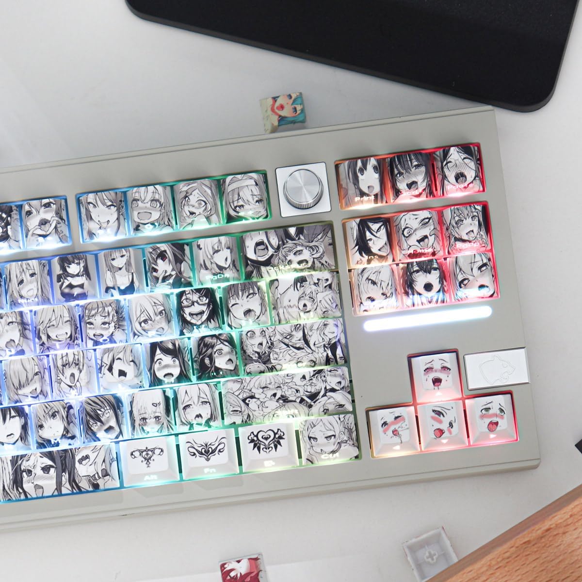 Gliging Shine Through PBT Keycaps - Side Print Dye-Sub OEM Profile 134keys Keycap Japanese Anime Keycaps Set for Cherry Mx Gateron Kailh Switch Mechanical Keyboard (Anime Keycap)