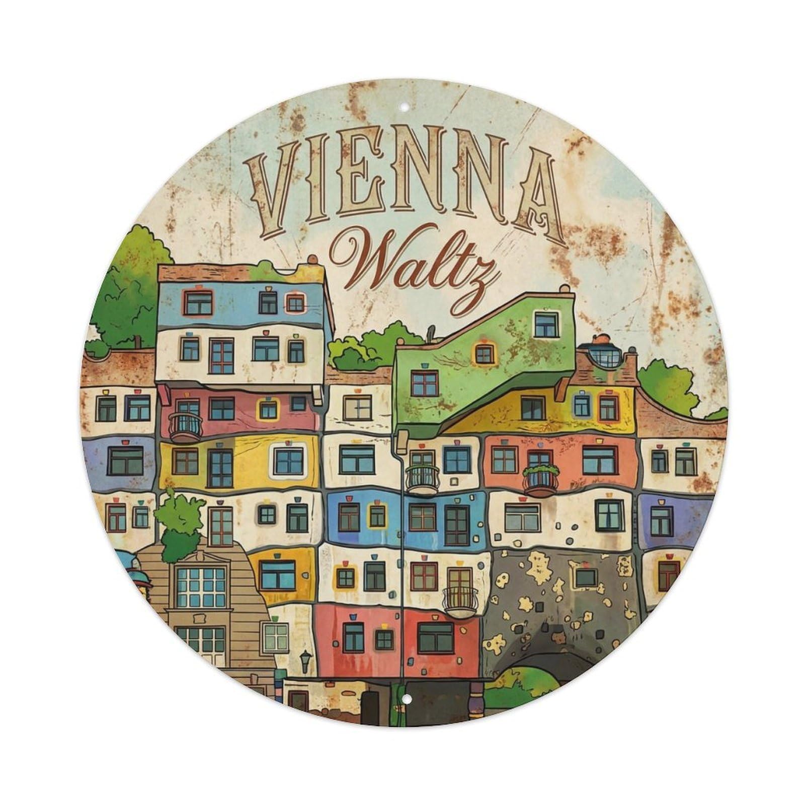 Vintage Travel Vienna Austria Memory Metal Tin Sign