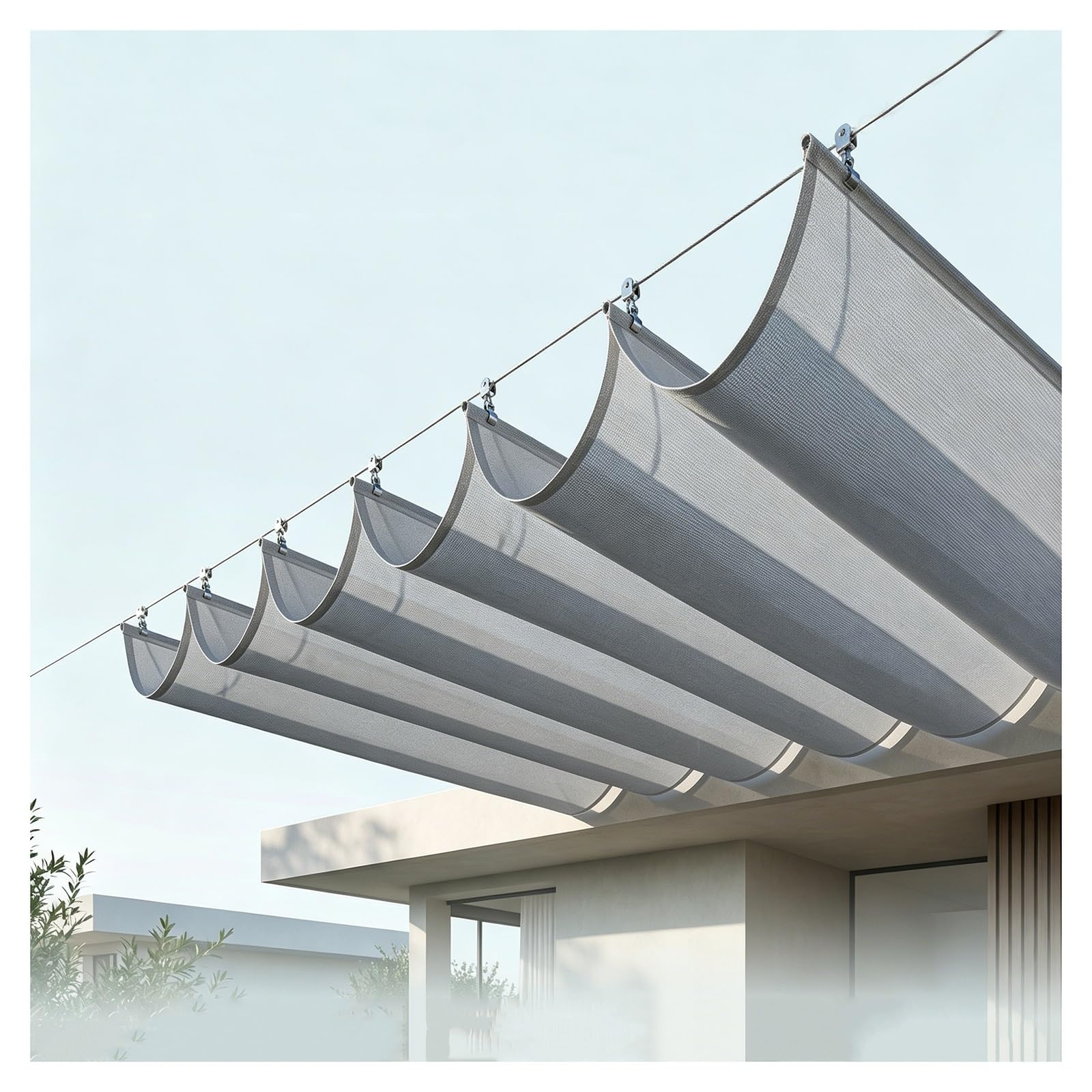Voile d'ombrage rétractable en HDPE 1.6x18m auvent U pour pergola