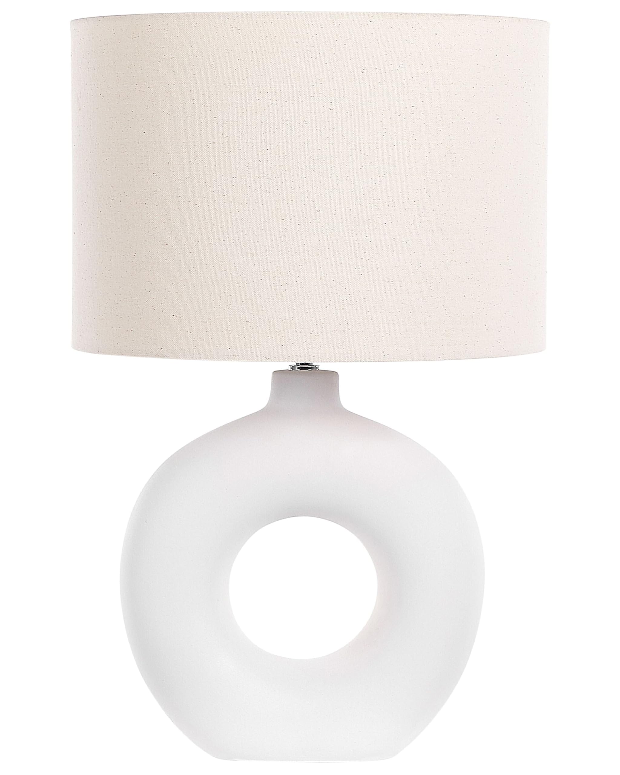 Beliani Lámpara de mesa de cerámica blanco beige claro 58 cm pantalla tela art déco Venta