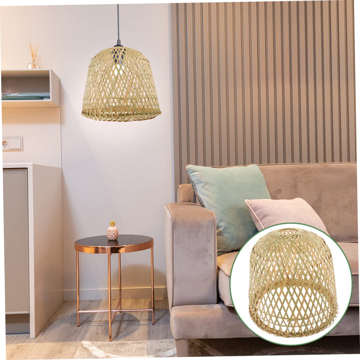 DOITOOL 2 Pezzi Coperchio della lampada da tavolo in bambù lampada da tavolo in vimini decorazioni da appendere per la casa lampadario sospensione lampada sospensione paralume in paglia