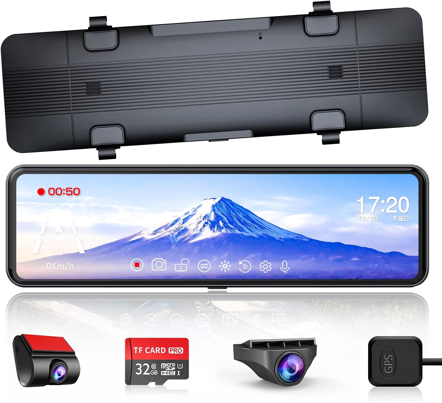 Changer ドライブレコーダー ミラー型 分離 2 5k Type C電源ケーブル スピード違反警告 リアカメラ左右上下逆転可能 ガイドライン調整可能 Gps搭載 24時間駐車監視 地デジ干渉対策 32gb高速sdカード付属 日本語取扱説明書付 反射防止フィルム提供 T0 商店