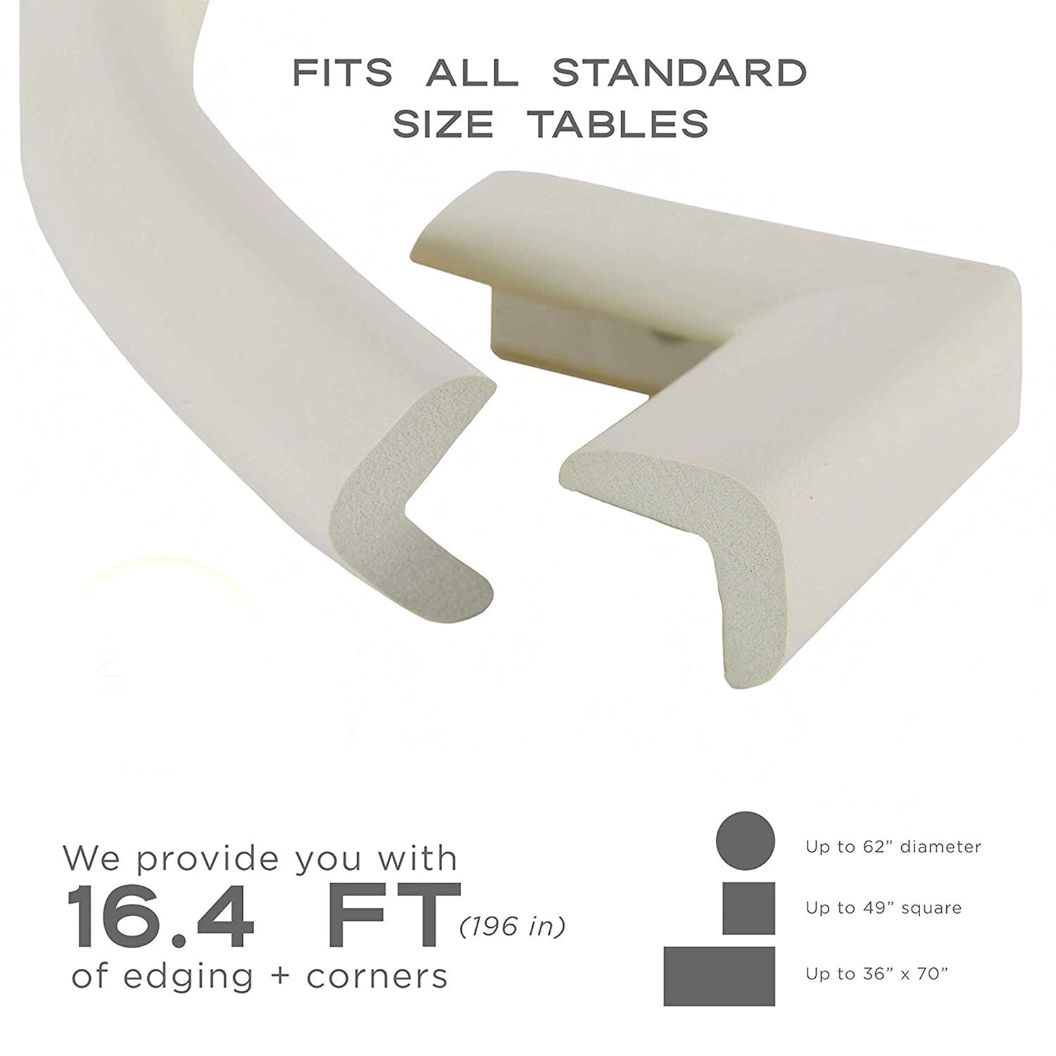 Bebe Earth Baby Proofing Edge and Corner Guard Protector Set, 16 Feet Edges & 4 Foam Corners, Furniture and Tables Child Baby Proof Bumpers , Pre-Taped Corner Cushions - Oyster White : Baby