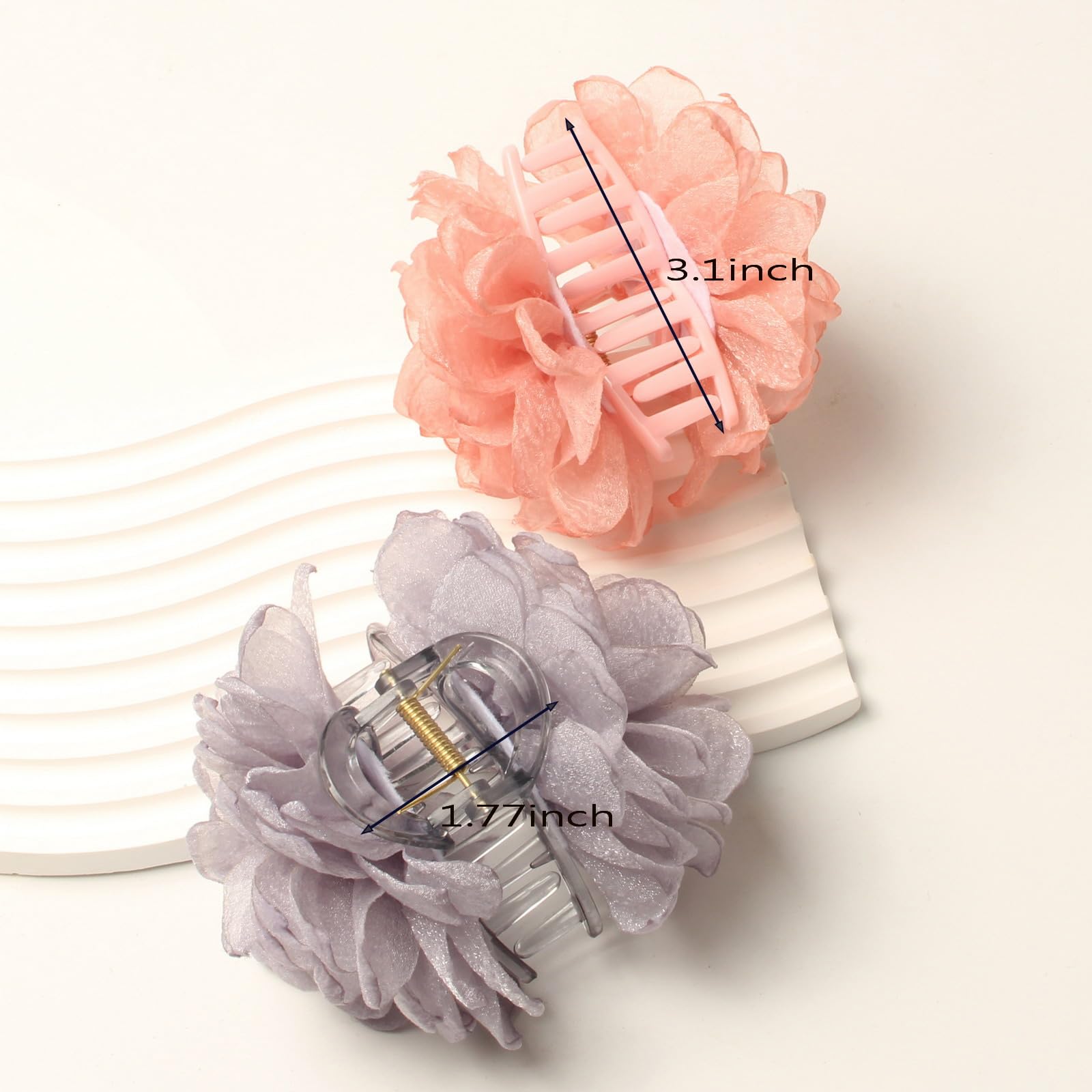 Flower Hair Clips Fabric 4 Inch Pink Yellow Vintage Hair Accessories Pack Hair Flower Clip, Foam Flowers for Lua and Hawaiian Party  main image 2