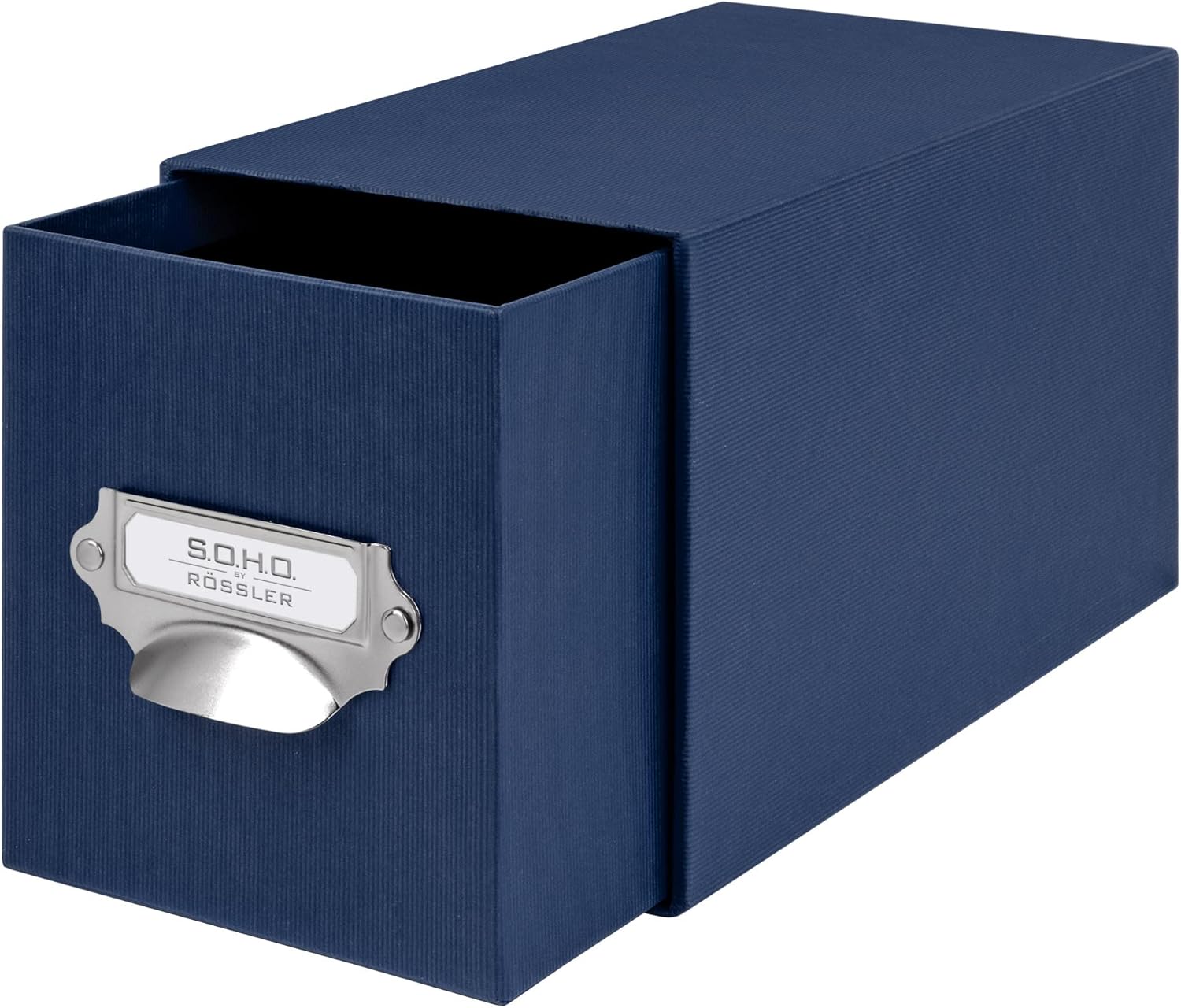 Rössler SOHO CD Storage Box with Metal Index Holder - Navy Blue