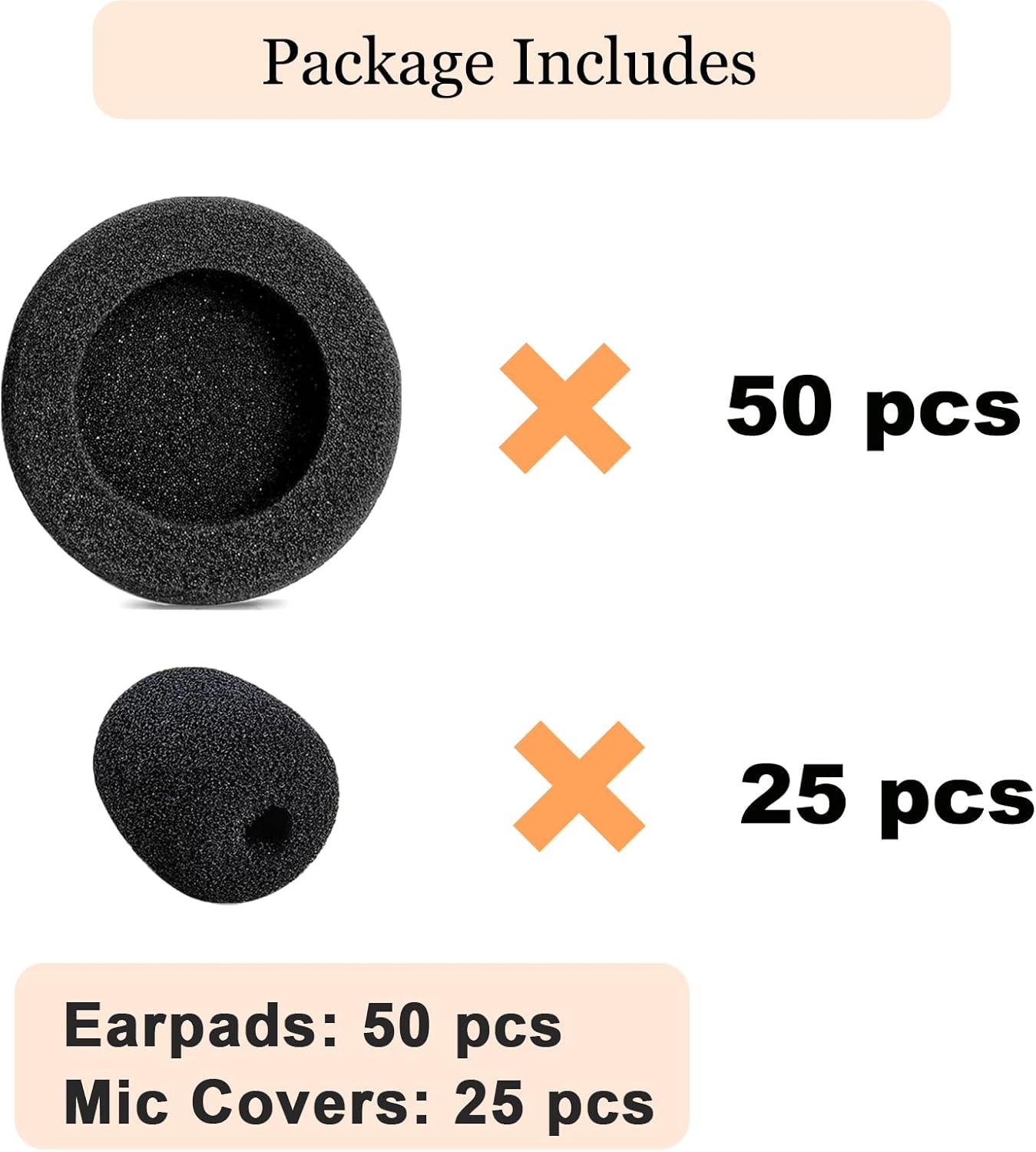 50 Pack Ear Cushions for Jabra Headset Replacement Foam Covers Ear Pads for Jabra GN1900 2000 2025 PRO 920 930 9450 Biz 1100 1500 Plantronics H251 H261 Most Standard Size Office Telephone Headphones