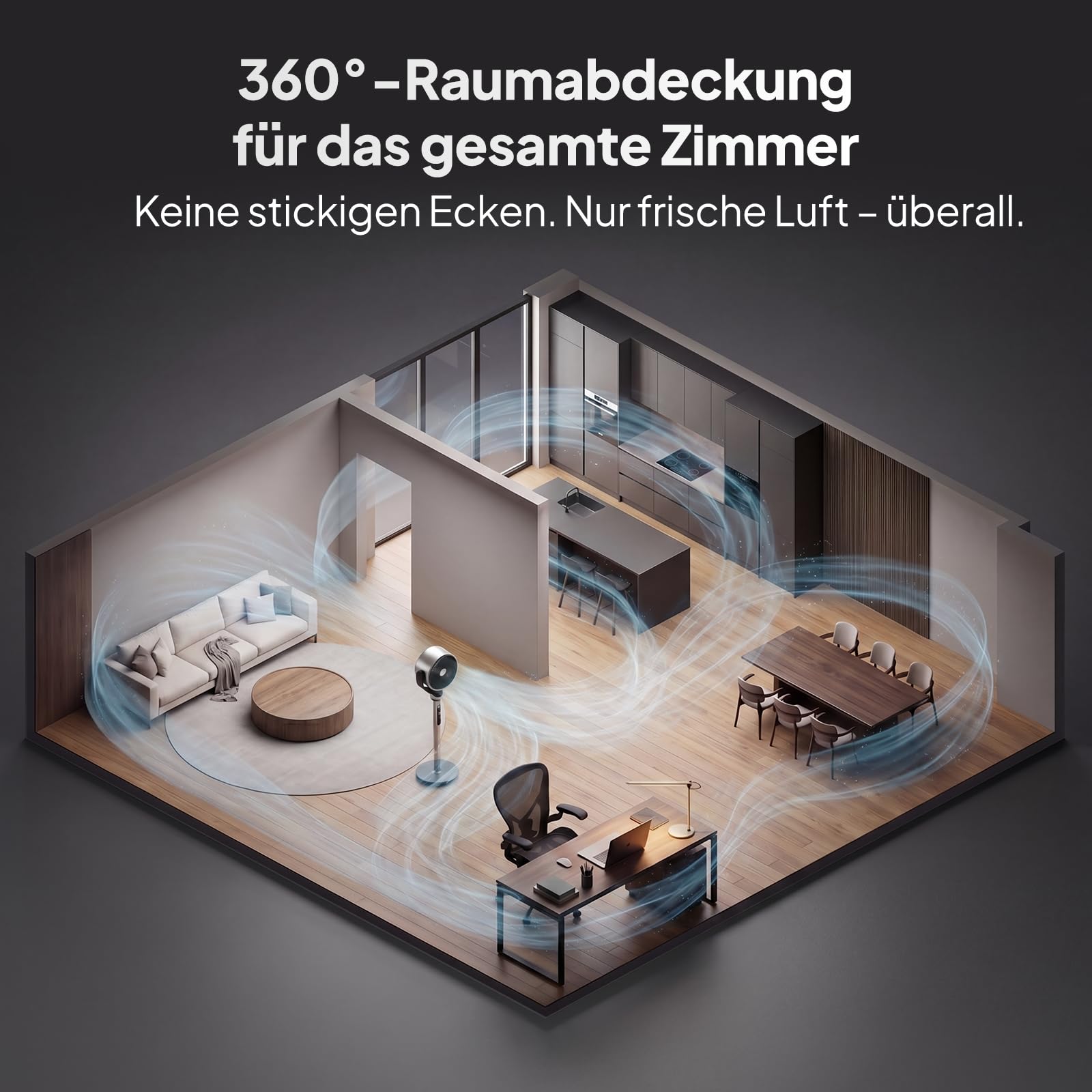 Bonnlo Standventilator mit Fernbedienung & Touchpanel, Ventilator Leise 40dB, Fan 98-115 cm Höhenverstellbar, 120° (V) & 60~120° (H), 3 Modi, 32 Geschwindigkeiten 12H-Timer, LED
