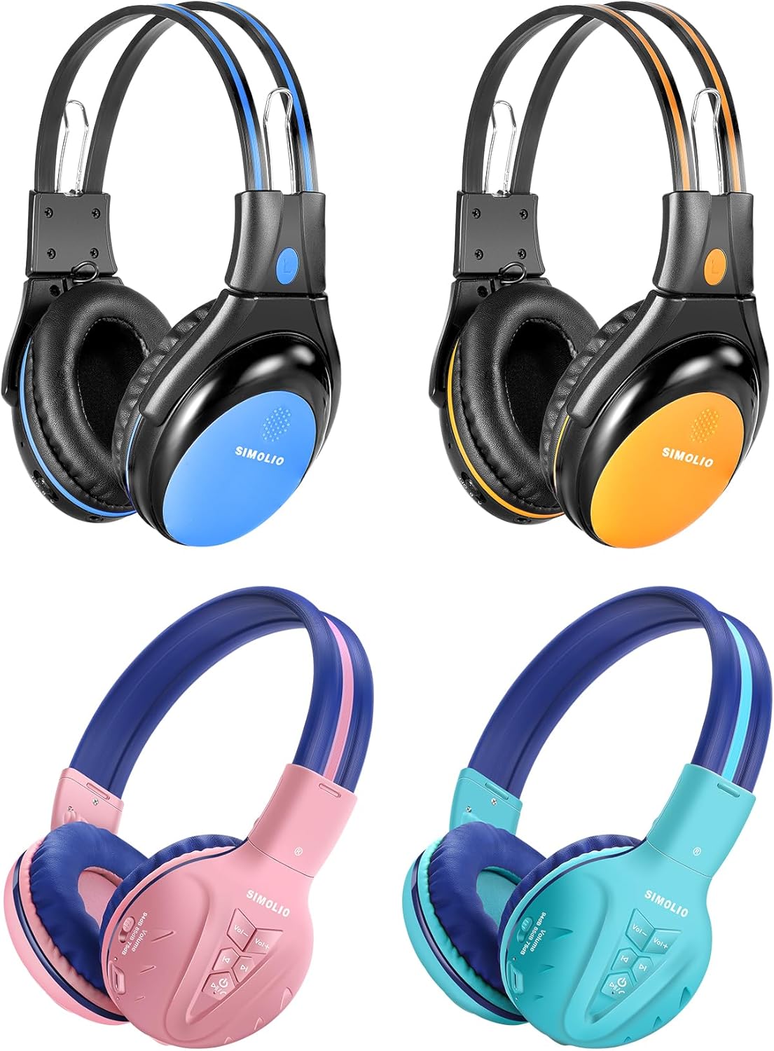 SIMOLIO Wireless IR Headphones for Car DVD and Bluetooth Headphones for Kids, Car Headphones Compatible with Honda Odyssey & uConnect VES & Dodge Grand Caravan & Chevy Suburban 2006-2022