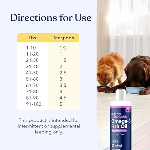 Vista 5 de Honest Paws Salmon Oil for Dogs & Cats – Omega 3 Fish Oil Supplement for Skin, Coat, Joint & Heart Health – Natural, Sustainably Sourced Wild