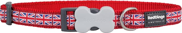 Red Dingo Collar de Perro diseño de la Bandera del Reino Unido, tamaño Mediano de 20 x 31/47 cm