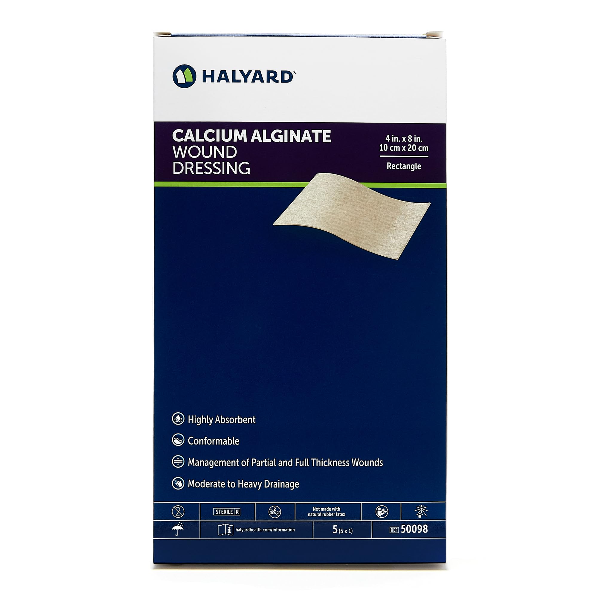 HALYARD Calcium Alginate Wound Dressing, Gentle Adhesive Highly Absorbent Conformable Des…