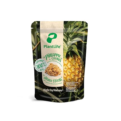 PlantLife BIO Getrocknete Ananas 300g – Sonnengetrocknete, Ungeschwefelte und Vegane