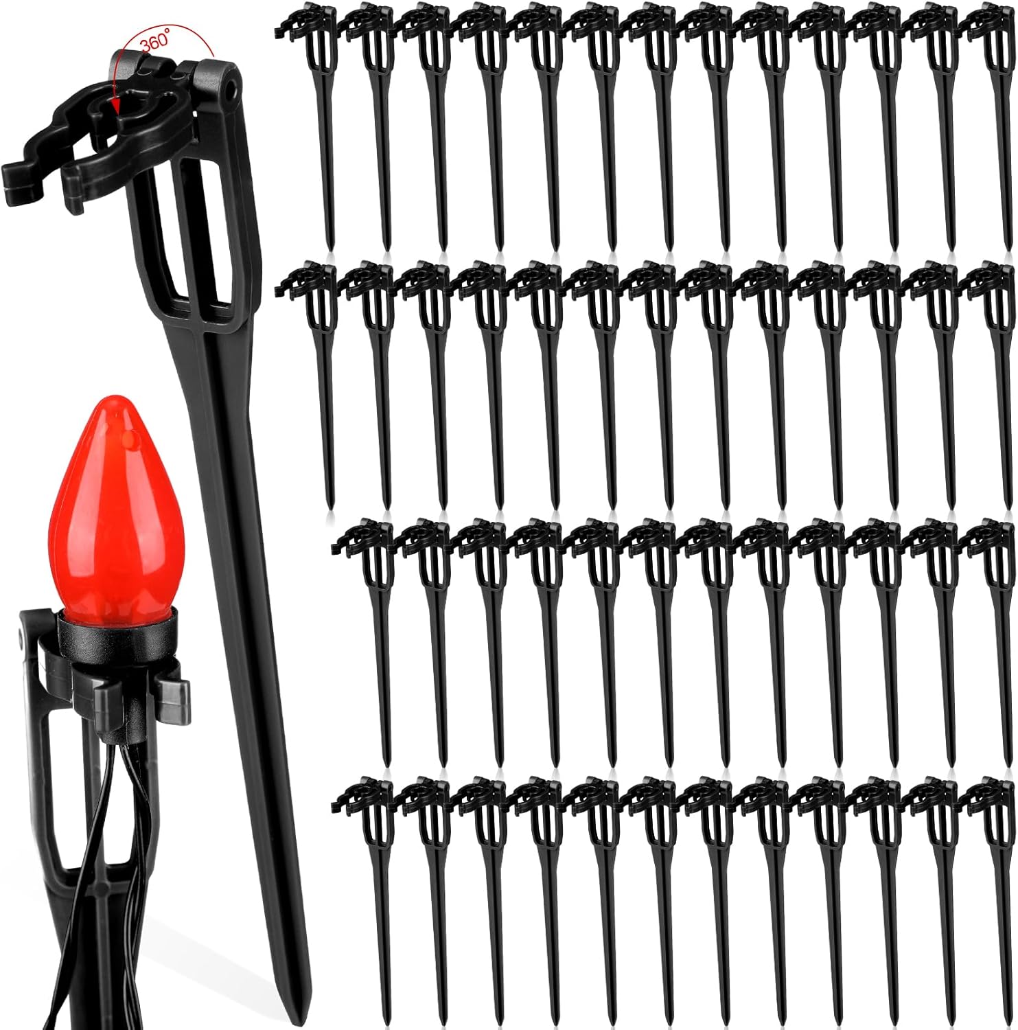 Suzile Christmas Light Stakes for C9 C7 9.5'' Tall Xmas Yard Stakes Plastic Christmas Lights Outdoor Universal Yard Lawn Holiday for Garden Lawn Path Walkway Holiday