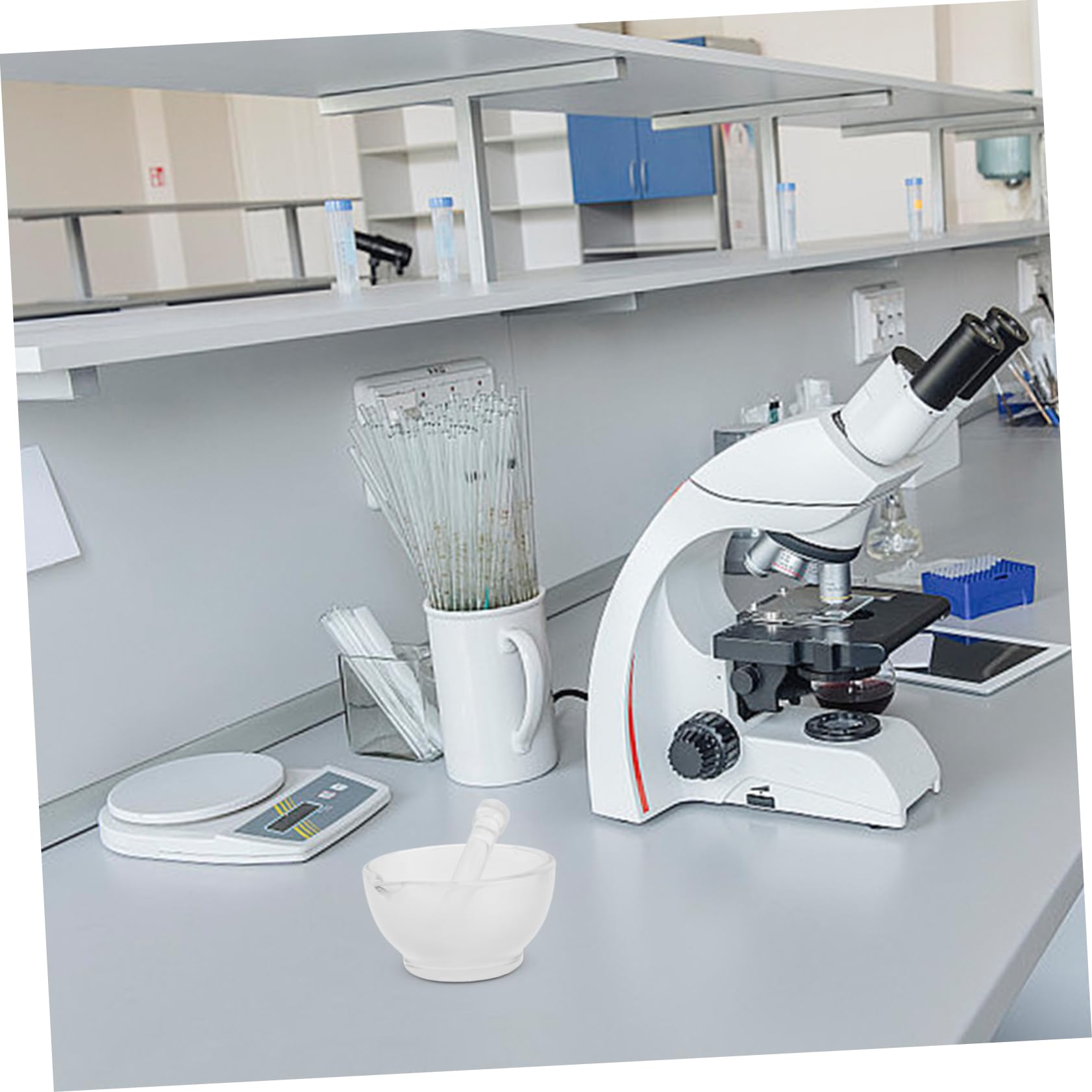 SOLUSTRE Mortero de Vidrio 90 mm para Laboratorio, Recipiente Resistente a Altas Temperaturas para Molienda y Mezcla
