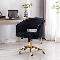 Vista 9 de Silla de oficina para el hogar, silla giratoria de terciopelo para escritorio, sillón de acento tapizado, sillas modernas capitoneadas con base