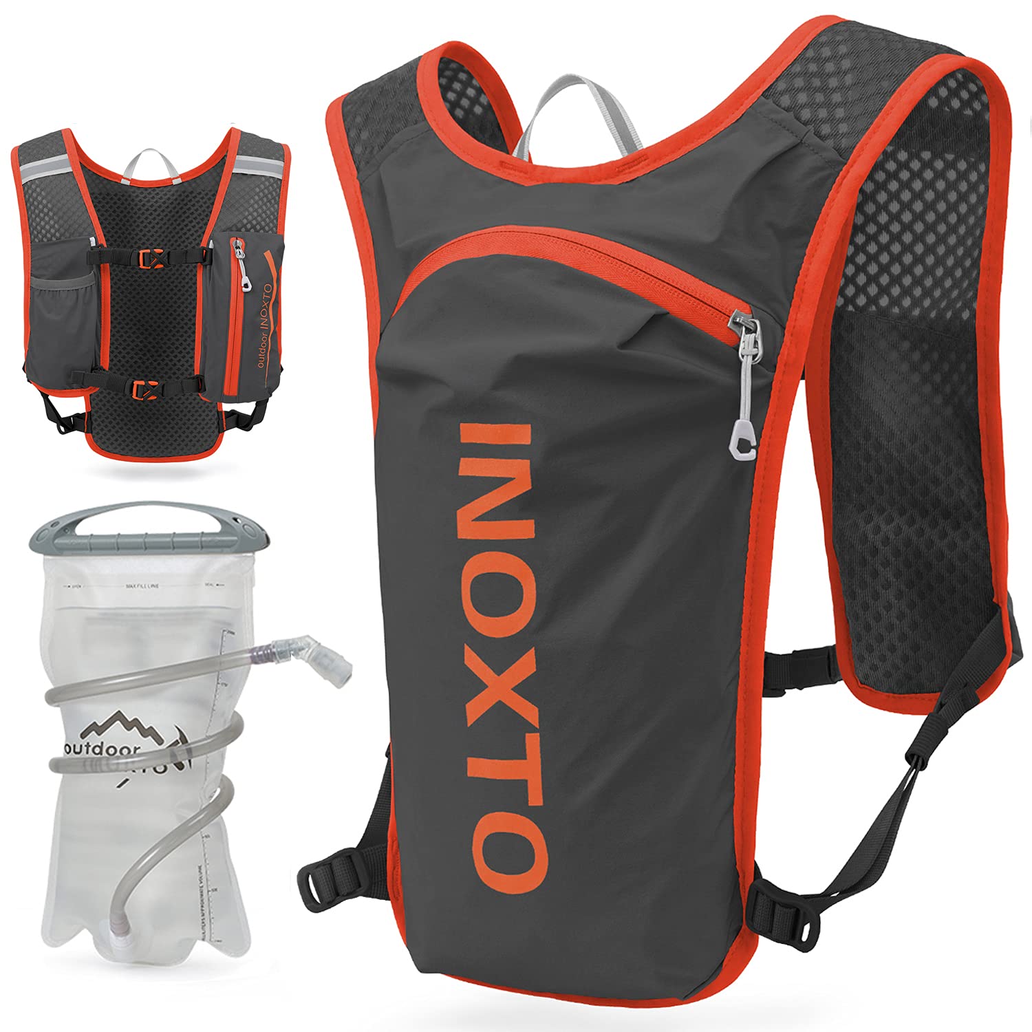 INOXTO Running Hydration Vest Backpack,Lightweight Insulated Pack with 1.5L Water Bladder Bag Daypack for Hiking Trail Running Cycling Race Marathon for Women Men
