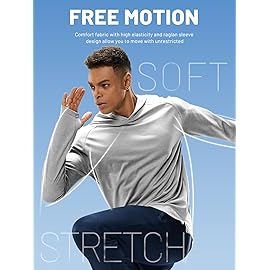 MIER Men\'s Long Sleeve Hiking Shirts UPF 50+ Sun Protection Fishing Hoodie SPF UV Running Workout Hooded T-Shirt, Light Grey, L