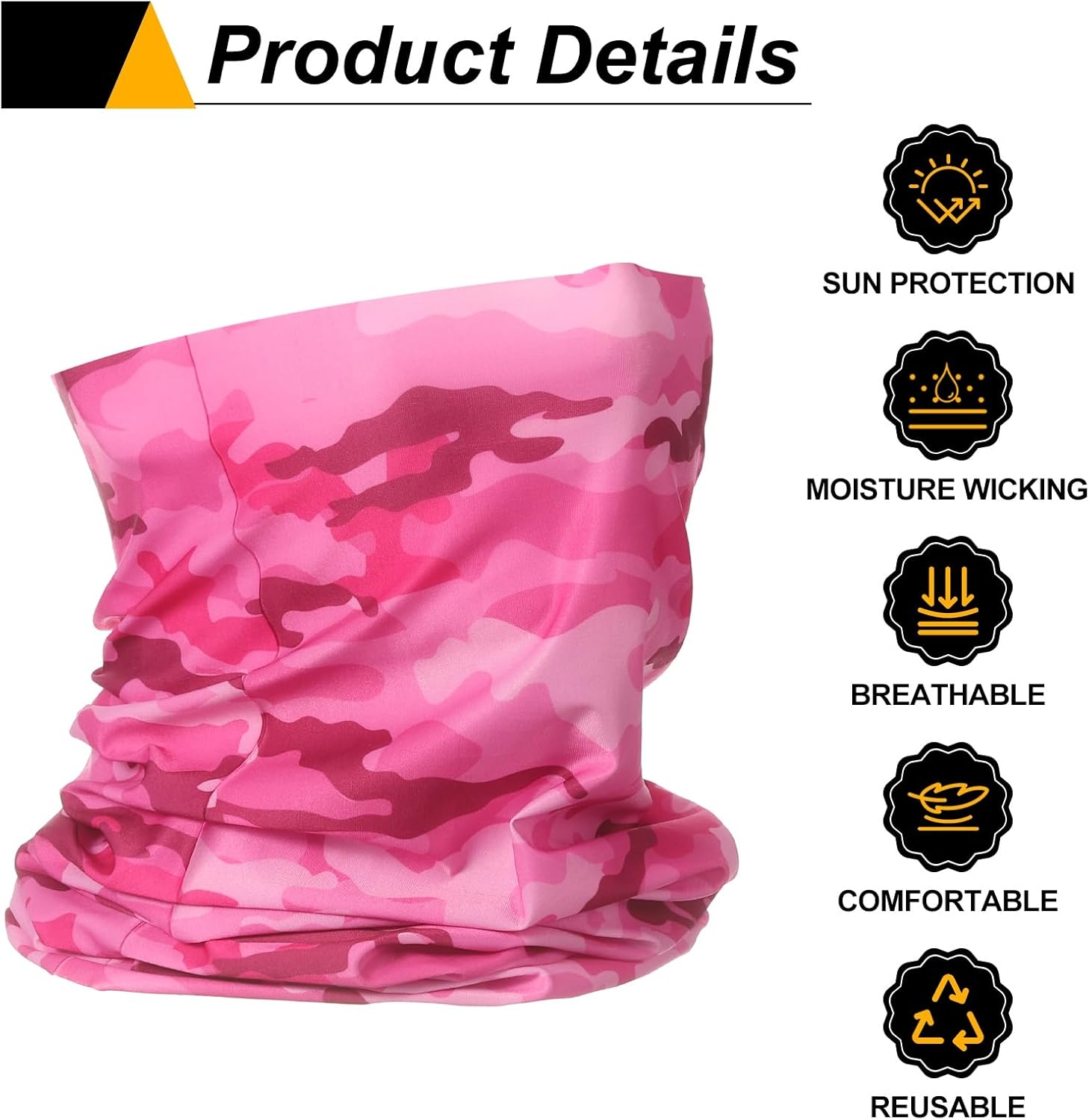 HARFINGTON 2pcs Summer Cooling Neck Gaiter Sun Protection Face Mask Fishing Neck Gaiter Unisex Sunscreen Breathable Bandana for Fishing Outdoor Sports, Camo Pink - Image 4