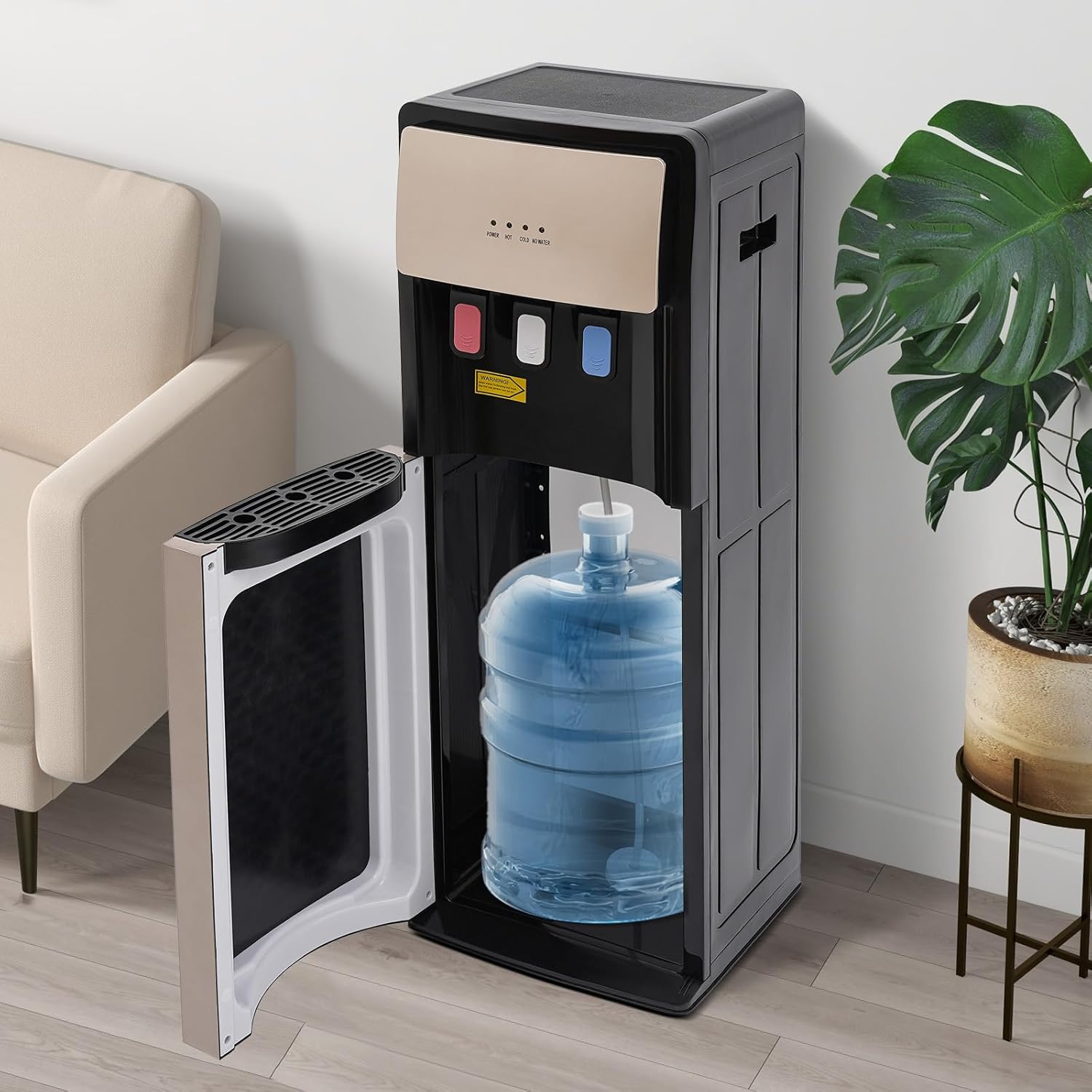 Bottom Loading Water Dispenser, for 20L/5.28 Gallon Hot & Cold Standing Water Dispenser with 3 Temperature Settings of Hot Cold Water Cooler for Home Office Use (Champaign Gold)