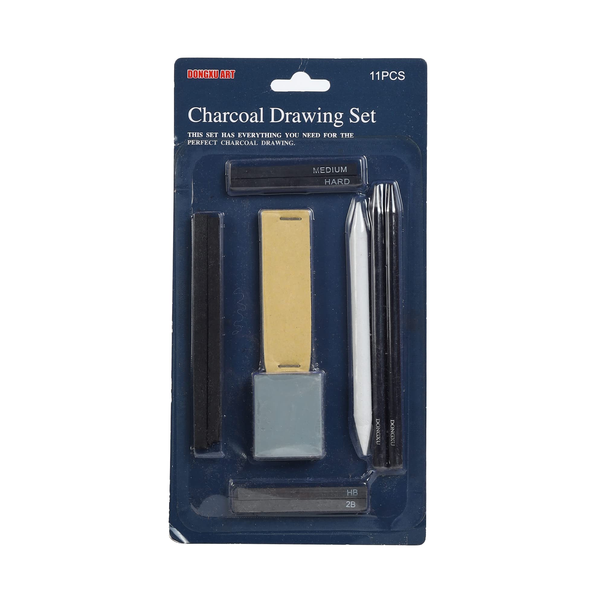 Artists Sketching Kit 11 Pcs Drawing Set with 2 Graphite Pencils, 2 Compressed Charcoal, 2 Graphite Sticks, 2 Charcoal Sticks, Blending Stump, Kneaded Eraser & Sandpaper Block product image 3