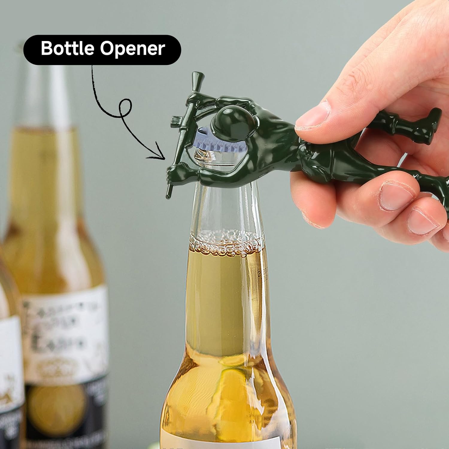 Beer Bottle Opener 3D Green Army Man Funny Wine Bottle Opener Beverage Bartender, Green, Metal (1) image 3