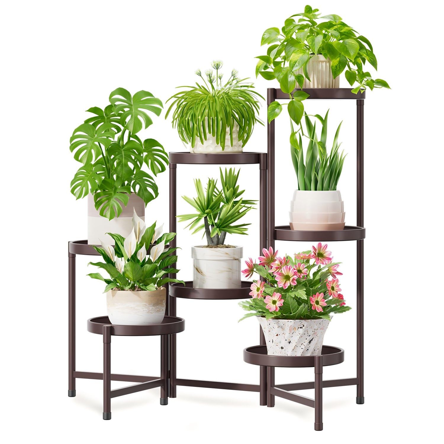 iDavosic.ly 7 Tier Large Plant Stand Indoor Outdoor, 10 Inch Tray, Bronze
